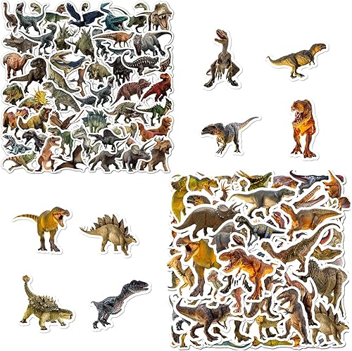 100 fogli di adesivi per dinosauri, adesivi per bambini, in vinile, regali di compleanno per ragazzi, adesivi per dinosauri, impermeabili per computer, skateboard - Honorern