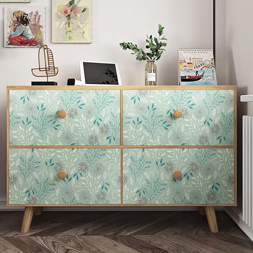 Carta Da Parati Adesiva Muro Floreale Vintage Carta Da Parati Foglie Verde Camera Da Letto Carta Adesiva Per Mobili Fantasia Carta Parati Adesiva Verde Pellicola Per Mobili 44,5 x 300 cm - Honorern