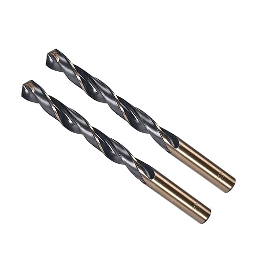 Torsione Trapano Punte, 12mm Bordo Taglio, Titanio & Nitruro Rivestito Alta Velocità Acciaio 4341 Rotondo Gambo per Inossidabile Acciaio Foratura Macchina, 2-Pezzi - Honorern