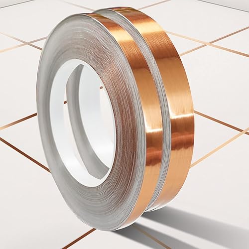 AXYWINBO Nastro Adesivo Decorativo,50m * 1cm Nastro Adesivo Impermeabile del Pavimento dell'autoadesivo della Parete Oro Rosa per il Gabinetto,la Cucina,il Lavandino,l'angolo,Decorazione del Bagno - Honorern