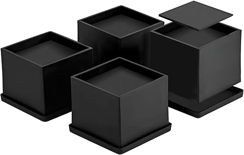 Rialzo Letto Alzar Letto Rialzi per Mobili Tavolo, Aggiungere 5,1 CM in Altezza (4 pezzi, nero) - Honorern