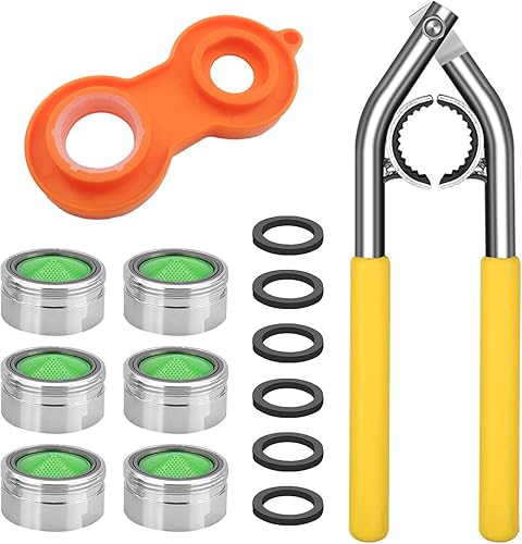 Chiave per Filtro Rubinetto con Chiave Arancione + Rondella + Gorgogliatore, Rame, Raccordi per Rubinetti, per la Rimozione e L'installazione di Rubinetti da Cucina, Bagno e WC (Giallo) - Honorern