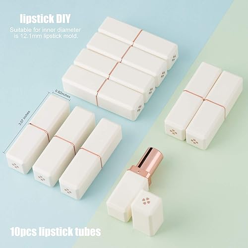 Allwon 10Pcs bianco vuoto Lipstick Tubes DIY Lip Balm Contenitore (tubo quadrato) - Honorern