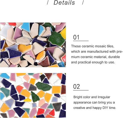 FOMIYES Piastrelle per mosaico fai da te in ceramica, 200 g, multicolore mosaico in ceramica, irregolarità, materiale fai da te, per bambini, adulti, decorazione per la casa, perline irregolari - Honorern