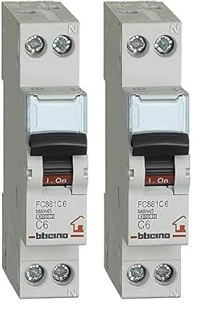 Bticino SFC881C6 Interruttore Magnetotermico Modulare BTDIN-RS, per il Comando, la Protezione Contro i Cortocircuiti e Sovraccarichi ed il Sezionamento di Circuiti Elettrici, 1 Modulo DIN - Honorern