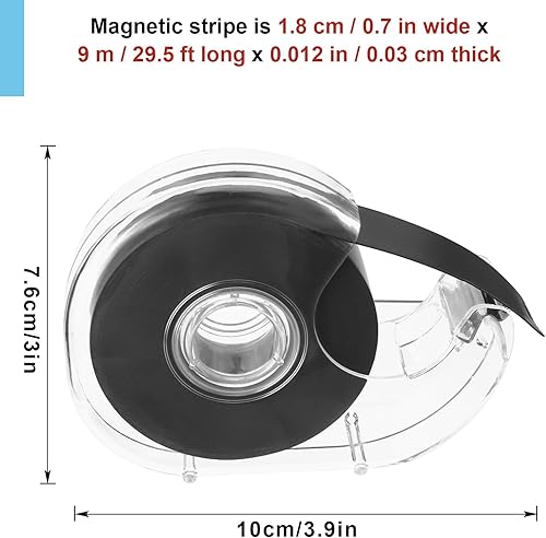 9M Nastro Magnetico Adesivo in Dispenser - Nastro Magnetico per Cartoline, Foto e Lavagne Bianche (Nero） - Honorern