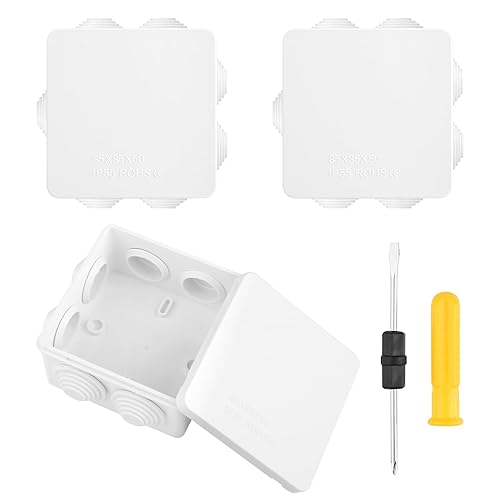 3 Pezzi Scatola Derivazione Stagna IP55, Scatola di Derivazione Esterna con 1 Cacciavite, Cassetta di Derivazione, Scatola di Derivazione per Impianti Elettrici - Honorern
