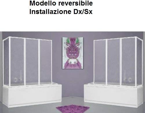 PARETE VASCA PIEGHEVOLE L.68+133 H.140 CM ALLUMINIO BIANCO E ACRILICO - Honorern