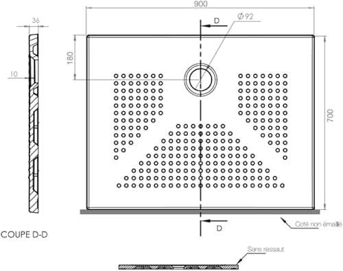 Piatto Doccia 70x90 in Ceramica | Altezza 3 CM | Superficie Antiscivolo | Installazione da Appoggio o Filo Pavimento | Smaltato su 3 Lati, Bianco, 70x90 CM, Ceramica - Honorern