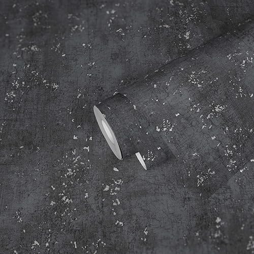 Greyvolution 378403 37840-3 - Carta da parati in tessuto non tessuto, effetto cemento, 10,05 m x 0,53 m, colore: Antracite - Honorern