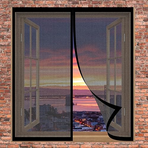 Tenda Zanzariera Magnetica Finestra 50 x 115 cm Anti Zanzare Insetti Zanzariera Chiusura Automatica Zanzariera Finestra Apribile Tenda Traspirante For Porte/Finestra, Nero - Honorern