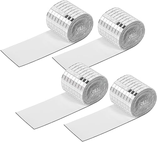 6400 specchietti a mosaico, 4 rotoli di mini pietre per mosaico a specchio, autoadesive, mini mirror per piastrelle da discoteca, fai da te, decorazione da parete, 5 x 5 mm - Honorern