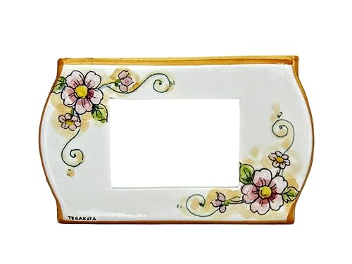 TERAKOTA CERAMICHE - copri interruttore ceramica siciliana'Compatibile con/Sostituzione per' brand Bticino, Vimar, Gewiss, Ave. decoro'pink flowers' - Honorern