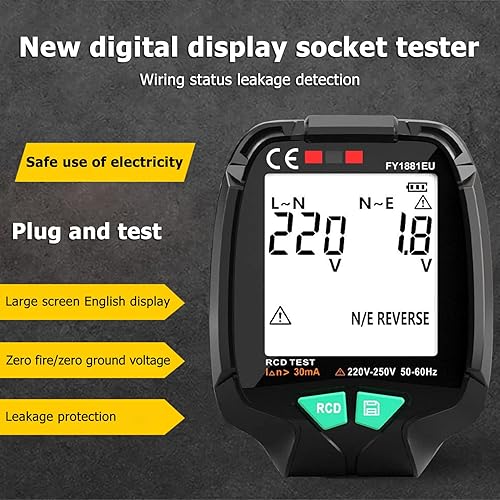 Tester di Presa, Prese Tester per Prese a Schermo Intero Ground Zero Tensione CA 30V-250V Spina di Prova RCD Verifica Fase polarità (Spina UE) - Honorern