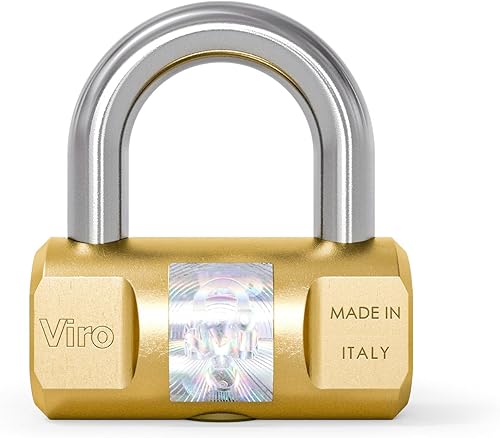 Lucchetto Antiscasso, Cilindrico, Base 50 mm in Ottone Massiccio, Arco in Acciaio, Chiusura a Scatto, 2 Chiavi in Dotazione - Honorern