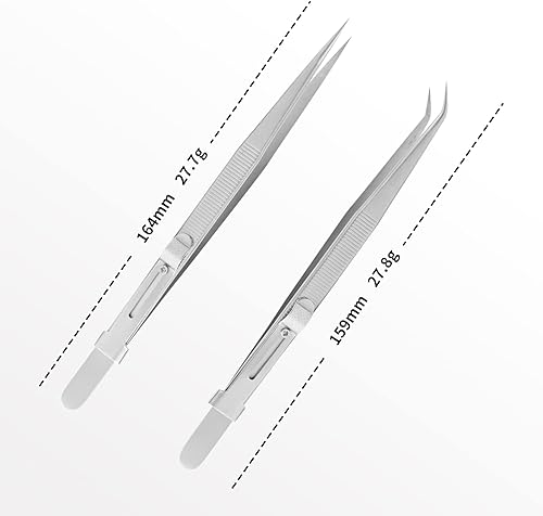 2pcs Pinzette Acciaio Inossidabile 16.4cm Pinzette a Punta Fine Seghettate Disegno Antiscivolo Pinzette Dritte Alta Precisione per Gioielli Nail Art Cucina Montres Laboratoire Industriale - Honorern