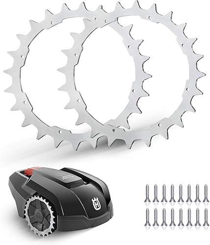 Punte in acciaio inox adatte per Gardena R40Li R50Li/Husqvarna 305 308 (fino al 2015), lucidate, fori per viti a sbavatura, 16 viti in acciaio inox, miglioramento della trazione per robot tosaerba - Honorern