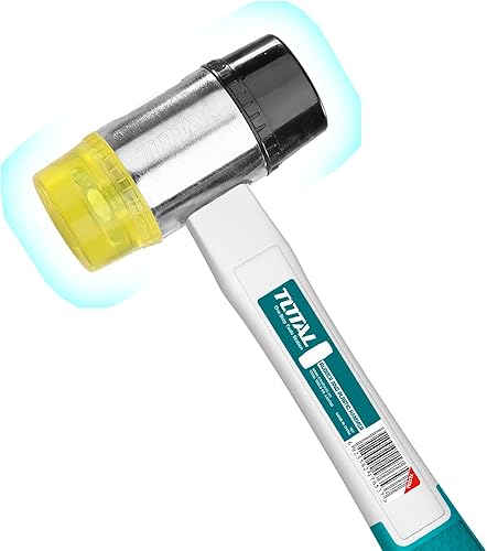 TOTAL - Martello in Gomma | Ø40 mm e 900 mm di Lunghezza | Martello a Doppia Testa | Carpenteria e Artigianato | Utile per Colpire Pezzi Metallici Senza Danneggiarli | Manico in Fibra - Honorern