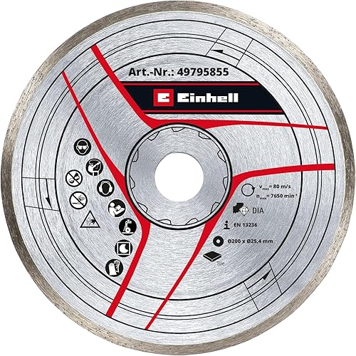 kwb by Einhell Disco da taglio diamantato accessorio per tagliapiastrelle (Ø 200 x 25,4 mm, spessore 8 mm, max. 7650 min-1, adatto per tagliapiastrelle Einhell) - Honorern