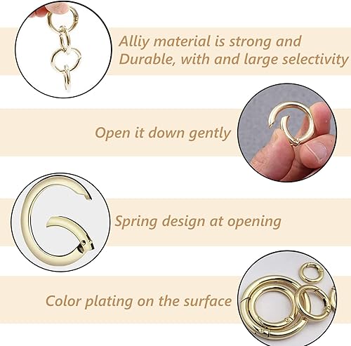 20 Pezzi Moschettone Rotondo a Molla, Anello Moschettone Rotondo Gancio, Rotondo Scatto Moschettoni, Moschettone in Lega D'zinco Rotondo, Portachiavi a Molla Anelli per Chiavi e Borsette - Honorern