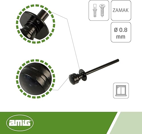 Amig - Fermaglio di blocco per finestre scorrevoli in legno o alluminio Mod.40 | Adatto per assicurare persiane | Chiusura di sicurezza di Zamak finitura nera | Dimensioni: Ø 30 x 152 mm - Honorern