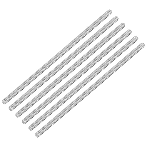 6pz Asta Filettata Intera, M6 x 180mm Acciaio Inossidabile 304 Borchie Barra Filettatura Destra M6-1 Filo di Pece per Assemblaggio Mobili Macchinari - Honorern