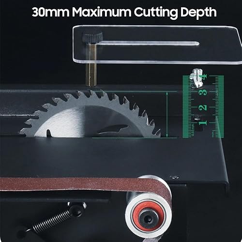 Mini sega da tavolo Kit levigatrice a nastro 2 in 1 in miniatura portatile multifunzionale 30 mm di profondità rettificatrice da tavolo fai da te (200 W) - Honorern