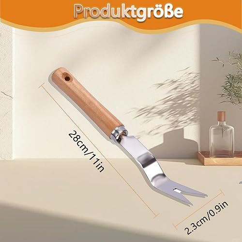 Weed Pulling Tool 2024 - Diserbante manuale in acciaio inox, per il giardino, con manico in legno, per scavare diserbo, regalo per giardinieri - Honorern