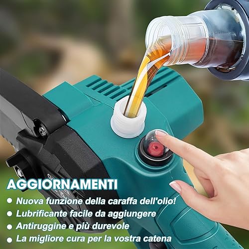 Motosega a Batteria con Lama da 12' (30cm) Taglio Massimo 30 cm Elettrosega due Batterie 68V 6000mAh con Pompetta Olio per Lubrificazione Catena Automatica per Tagliare Rami e Legno - Honorern
