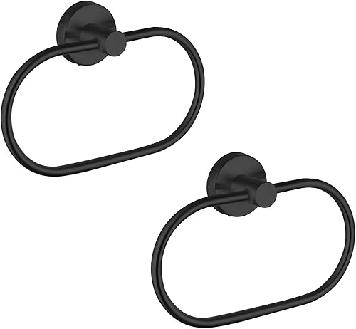 Porta Asciugamani da Bagno con Perforazione, Supporto Porta Asciugamani da Parete, Anello Porta Asciugamani in Acciaio Inox in Stile Moderno, Accessorio da Bagno, set da 2 pezzi, Cromato - Honorern