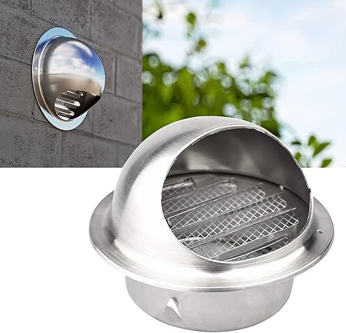 Griglia Aerazione, Griglia di Ventilazione in Acciaio Inox, Cappello Eolico Sfiato Esterno da 50-300mm, Ventilatore Sfiato con Agriglia A Lamelle A 45°, per Bagno Ufficio Cucina Fabbrica - Honorern