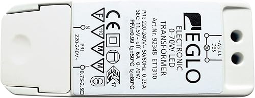 Trasformatore EGLO, trasformatore LED alogeno, trasformatore per LED: 0-40 Watt, alogeno: 0-70 Watt, regolabile con interruttore dimmer - Honorern