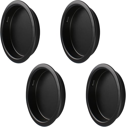 MOROBOR Confezione da 4 tiranti per porte e porte, in acciaio tondo scorrevole, maniglie da incasso per armadio da cucina, maniglia invisibile, nero - Honorern