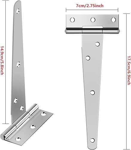 Chstarina 4 Pezzi 150mm Cerniere a T per Cancello in Ferro Cerniere a T Resistenti Cerniere a Cancello per Porte in Legno per Portoni e Porte di Fienili Argento - Honorern