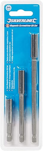 Silverline 724109 - Supporto magnetico per punte per cacciavite, 3 pezzi, 60, 100, 150 mm - Honorern