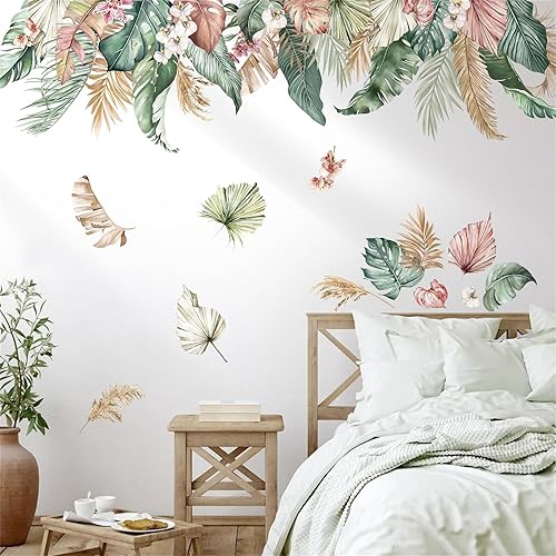 Adesivi Murali Foglie Palma Boho Adesivi da Parete Piante Foglie Tropicali Decorazione Murale Camera da Letto Soggiorno Camerette Finestra - Honorern