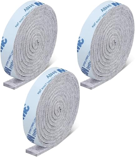 3 Rotoli Rotolo di Feltro Resistente, Feltrini Per Mobili, Feltro Autoadesivo per Hobbistica, Feltrini Sedie Taglio Libero Feltrini Adesivi per Mobili (100 x 2 CM) - Honorern