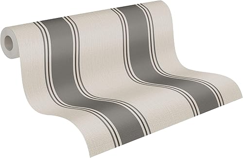 Michalsky 399832 - Carta da parati in tessuto non tessuto, motivo a righe, colore: beige, grigio - Honorern