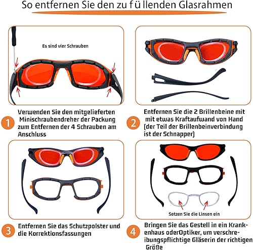 Occhiali protettivi professionali 190-540 nm per laser viola/blu/verde; occhiali di protezione laser per 405 nm, 445 nm, 450 nm, 473 nm, 532 nm, 540 nm, Fashion Design - Honorern