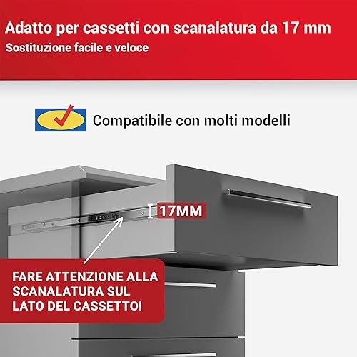 Guide a Sfera per Cassetti, Set da 2 Pezzi (1Paio), Binari Cassetti Scorrevoli 240mm 17mm, Guide a Estrazione, per Cassetti Estraibili, Semplici da Montare e di Alta Qualità - Honorern