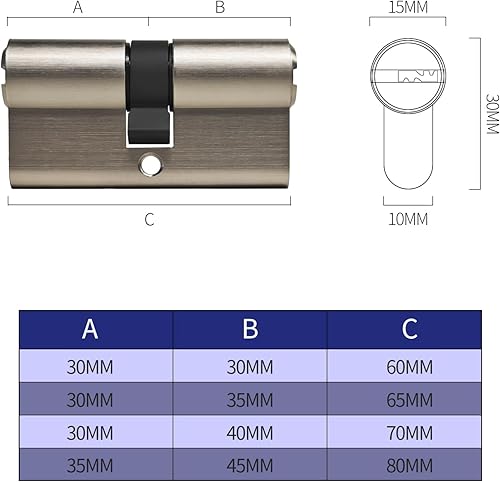 Cilindro di chiusura massiccio Cilindro doppio 35/45. cilindro serratura Ottone con 5 chiavi - Lunghezza: 80 mm, A:35 B:45 - SE1000 - Honorern