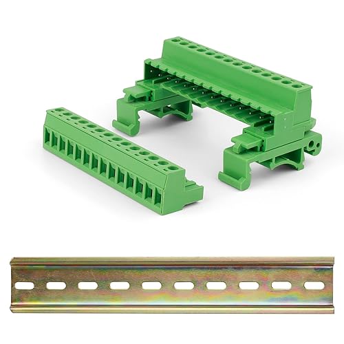 Set Connettore per Morsettiera, 14 Pin Terminale Plug-in, Diametro Filo 2,5mm, Con Guida DIN 20 cm, Adatto per Collegamento Elettrico, Conversione Circuito - Honorern