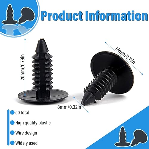 Strumenti per incisione, 50 pz perni laser a nido d'ape rivetti in plastica automobilistica paraurti universale per macchina per incisione laser ad ago (nero) - Honorern