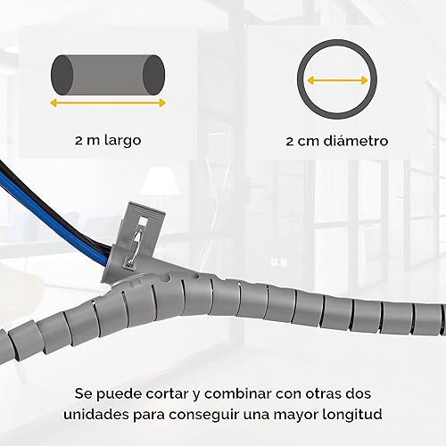 Fellowes Ordinacavi Cable Zip Tubo Raccogli Cavi, Lunghezza 2 Metri, Diametro 2 cm, Bianco - Honorern