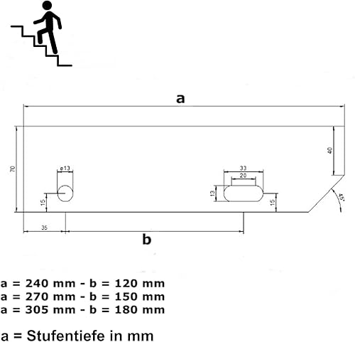 Gradini a griglia 1000 x 270 mm, larghezza maglie 30 x 10 mm, zincati, antiscivolo, resistenti alle intemperie, in metallo, ideali per interni ed esterni - Honorern