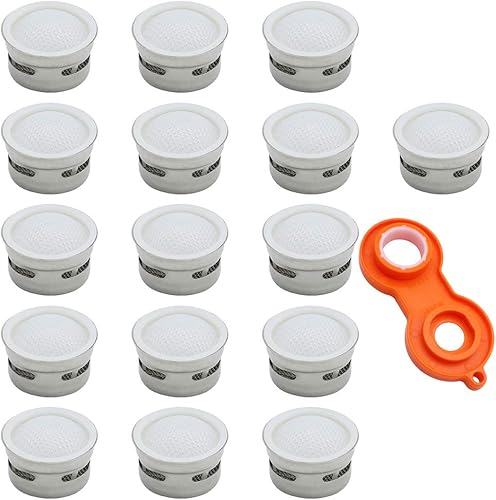 DXLing 16 Pezzi Rompigetto Interno Aeratore Generale Filtro Rubinetto Ottone Placcato in Cromo con Filtro in Plastica ABS con Chiave Filtro Rubinetto Accessori Aeratore del Rubinetto Universale Cucina - Honorern
