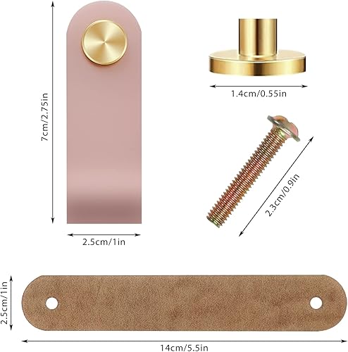 4 maniglie in pelle per mobili, maniglie per mobili in pelle, maniglie per cassettiera, pomelli per armadio, con viti, maniglie per mobili da cucina, guardaroba - Honorern