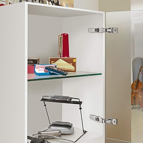 2 x Salice cerniere universali per porte in vetro o a specchio 110° incl. piastra di montaggio lineare altezza 3 mm con viti Euro, regolazione eccentrica - Honorern