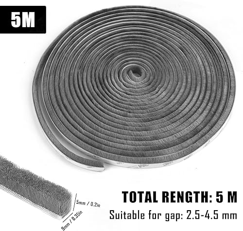Guarnizione a spazzola autoadesiva, 10M(L) X 9mm(L) X9mm(P), guarnizione a spazzola di tenuta per porte, escludi spifferi, guarnizioni a spazzola nere, striscia a spazzola per tapparelle per porte - Honorern