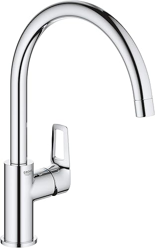 Grohe GRO-31368001 31368001-BauLoop Monomando de fregadero 1/2', Nero, hoher Auslauf - Honorern